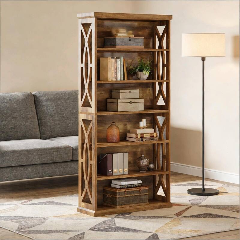 Classic Wooden Bookshelf - Elegant Display Shelves, Sturdy Freestanding Bookcase