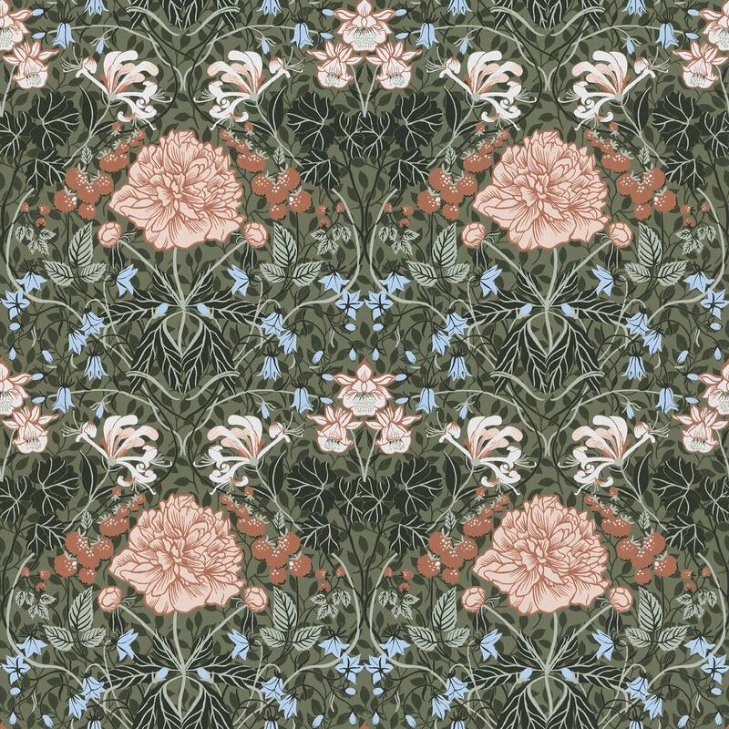 A-Street Prints Celestine Green Floral Wallpaper