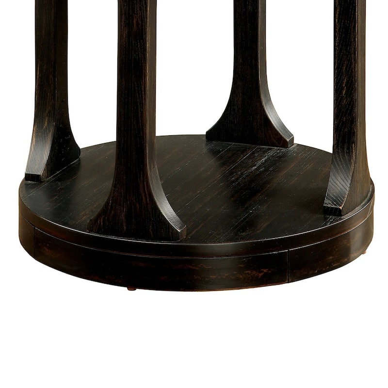 22 in. Antique Black Round Wood End Table, Sturdy Build End Side Table for Living Rooms