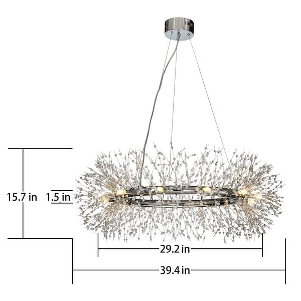 dimension image slide 1 of 4, Modern Firework Crystal Chandelier for Dining Room and Living Room
