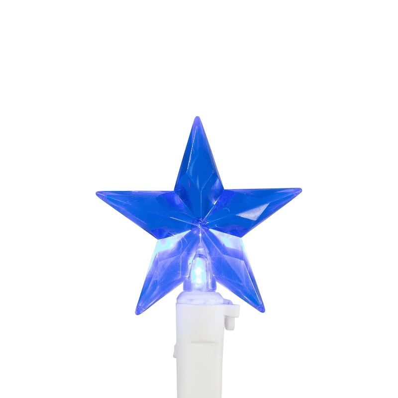 30 Patriotic Red, White and Blue LED Star String Lights - 7ft White Wire - N/A