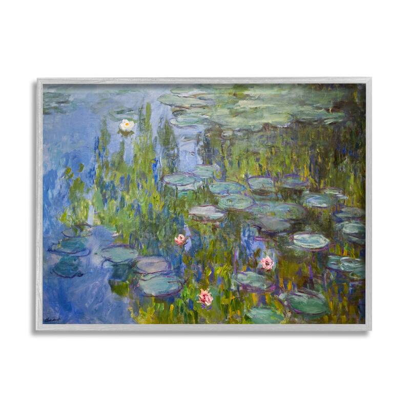 Stupell Monet Impressionist Lilly Pad Pond Painting, 11 x 14, Design By Artist Claude Monet - Multi-Color - 24 x 30 - Grey
