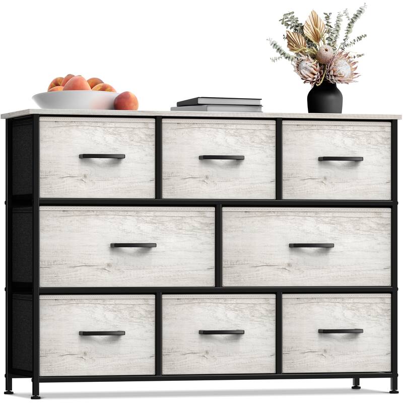Sorbus 8 Drawer Dresser (Wood Top) - Black