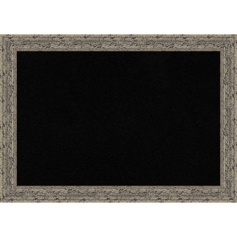 Attic Aged Silver Wood Framed Cork Board - Bulletin Board, Organization Board, Pin Board