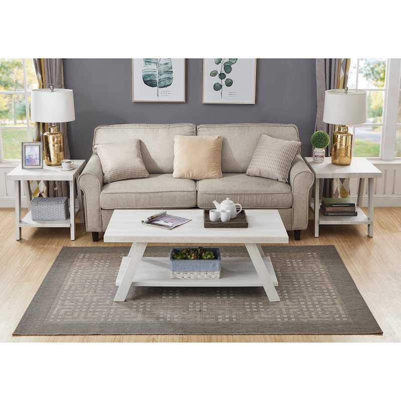 Modern Storage 3-Piece Coffee Table Set with Shelf and Splayed Legs for Living Room