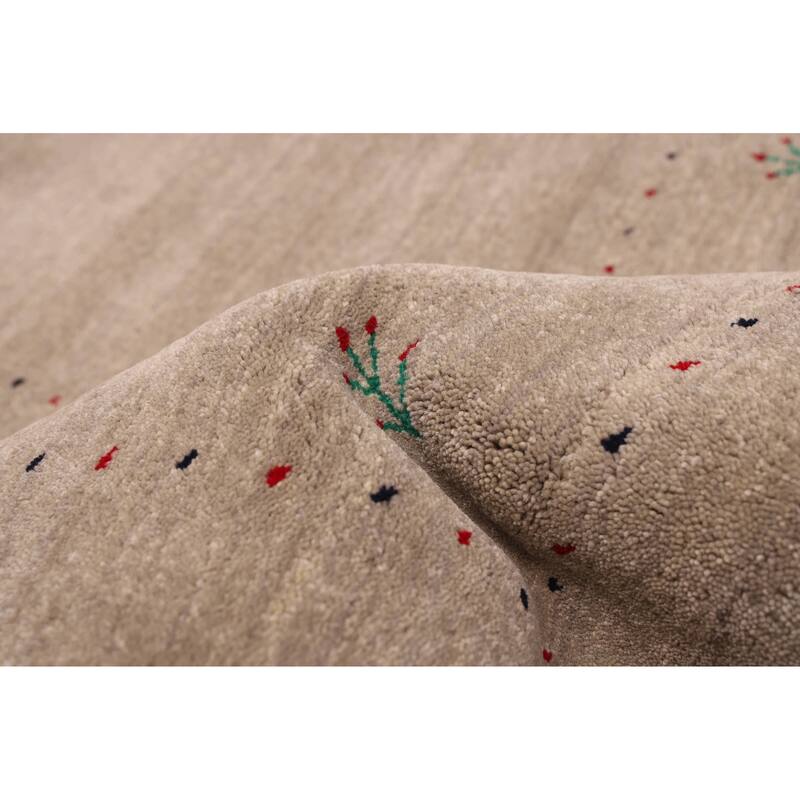 ECARPETGALLERY Hand Loomed Kashkuli Gabbeh Grey Wool Rug - 5'2 x 7'11