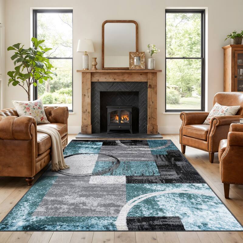 World Rug Gallery Abstract Polypropylene Machine-Made Circle Area Rug