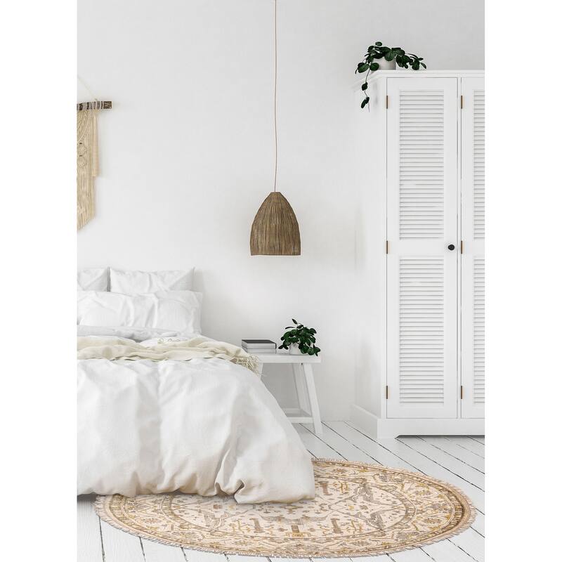 ECARPETGALLERY Hand-knotted Royal Oushak Cream Wool Rug - 8'0 x 7'11