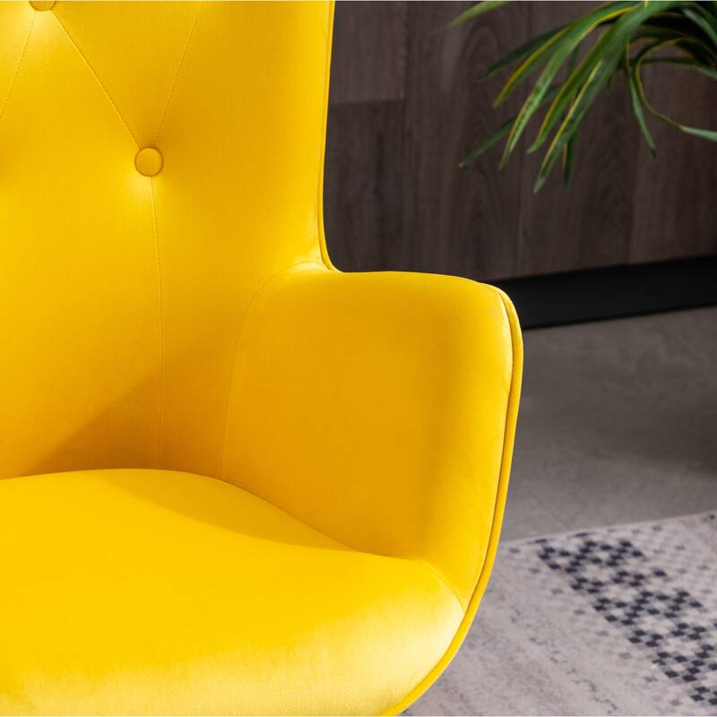 Yellow 30" Polyester Button Tufted Accent Chair