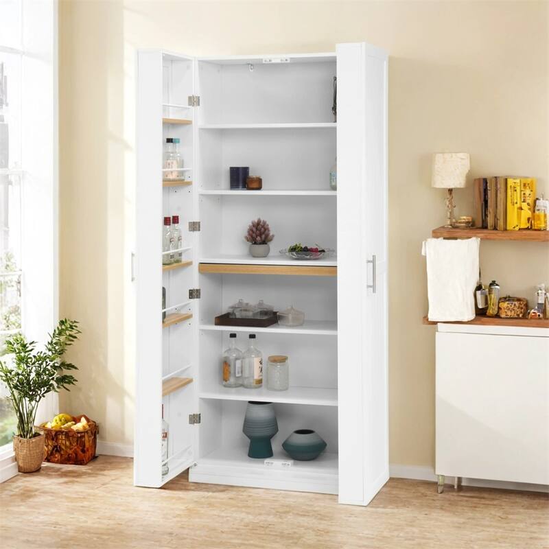 Kitchen Pantry Cabinet White Storage Cabinet Food Pantry with Doors