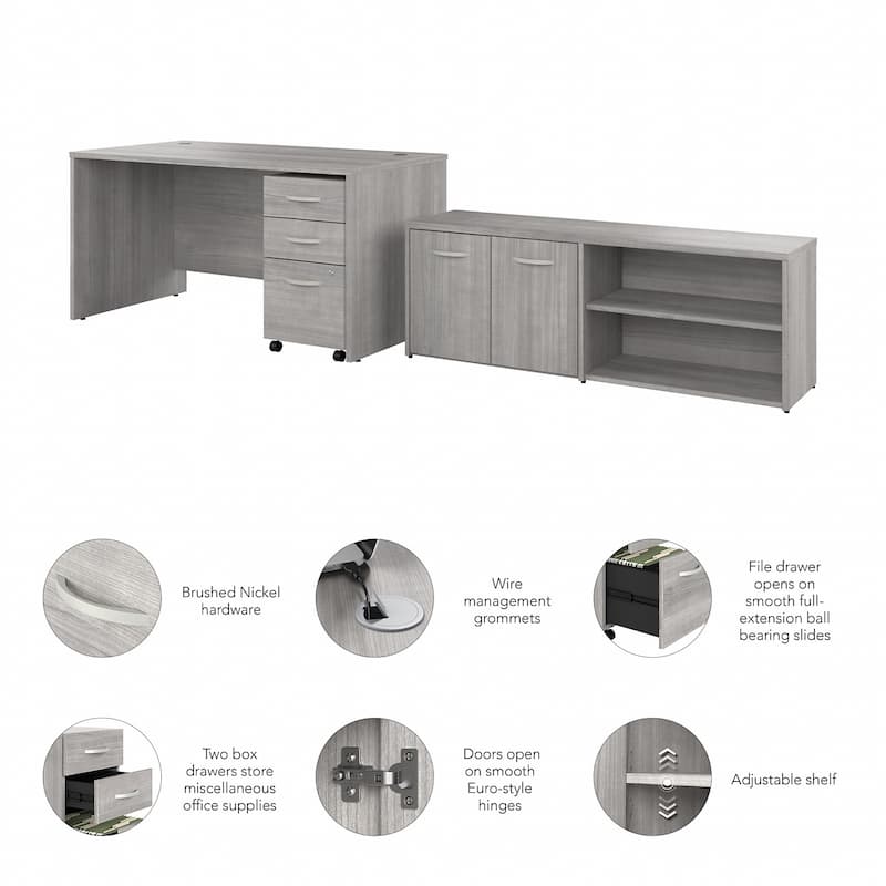 Studio C 60W Desk with Return and Cabinet by Bush Business Furniture