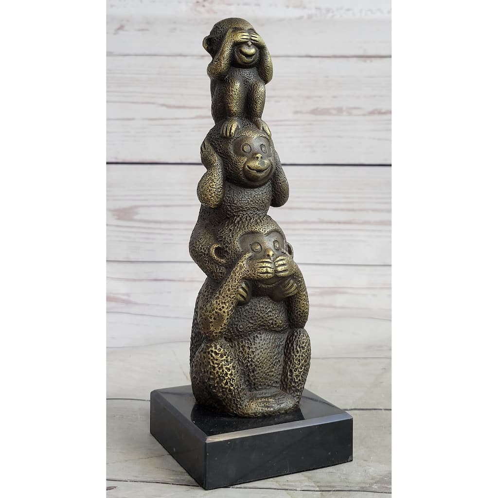 Vienna Bronze Monkey 3 Monkeys Trophy Collector Sculpture Hot Cast Figurine Sale
