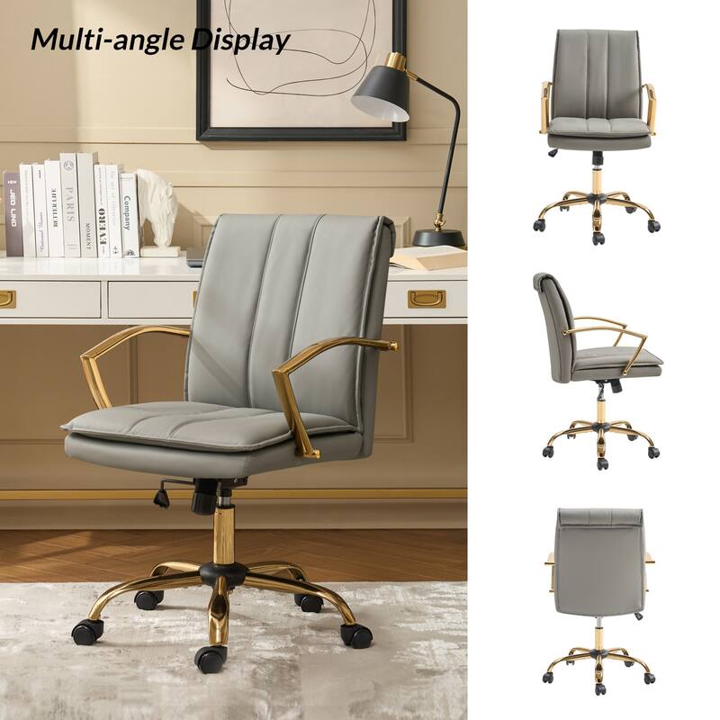 Ignacio Modern Leather Rocking Office Chair with Metal Base by HULALA HOME