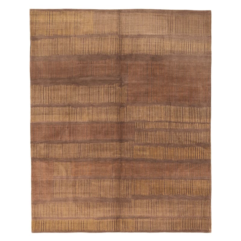 ECARPETGALLERY Hand-knotted Opulence Dark Brown Wool Rug - 8'1 x 10'0