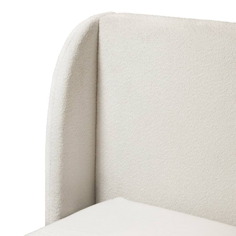 Furniture of America Zevi Modern White Boucle Upholstered Platform Bed
