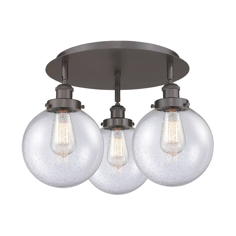 Innovations Lighting Canton - 3 Light 20" Flush Mount - Oil Rubbed Bronze/Seedy