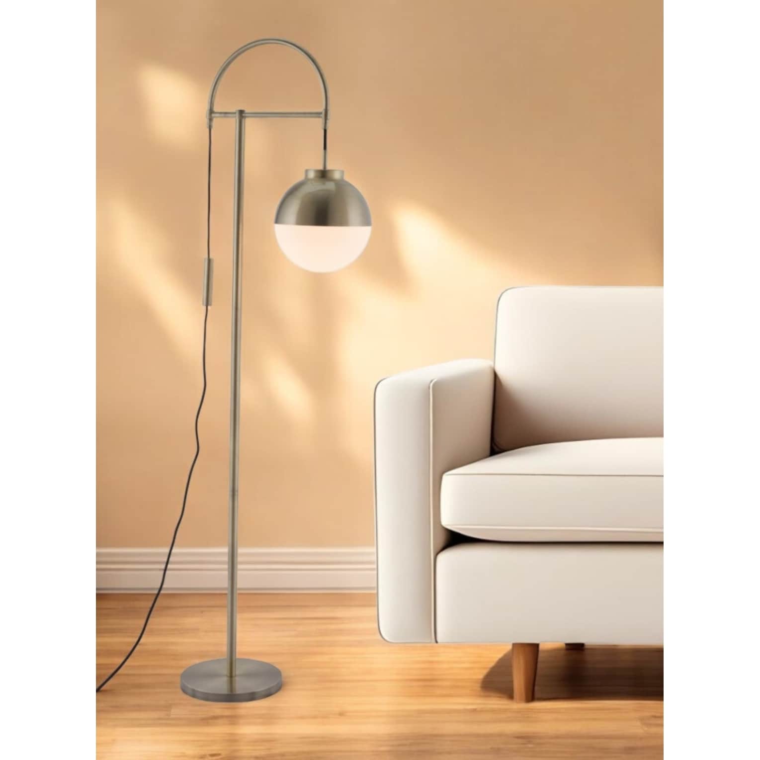 HomeRoots 69" Bronze Steel Floor Lamp With Bronze Steel Globe Shade