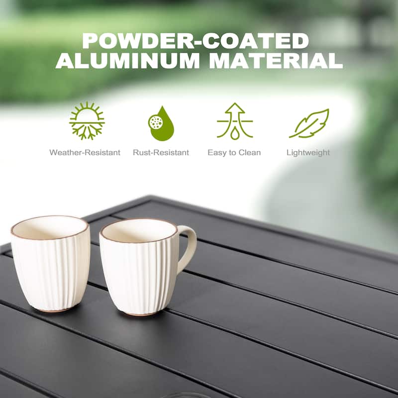 5-Piece Patio Aluminum and Textilene Dining Set with Umbrella Hole