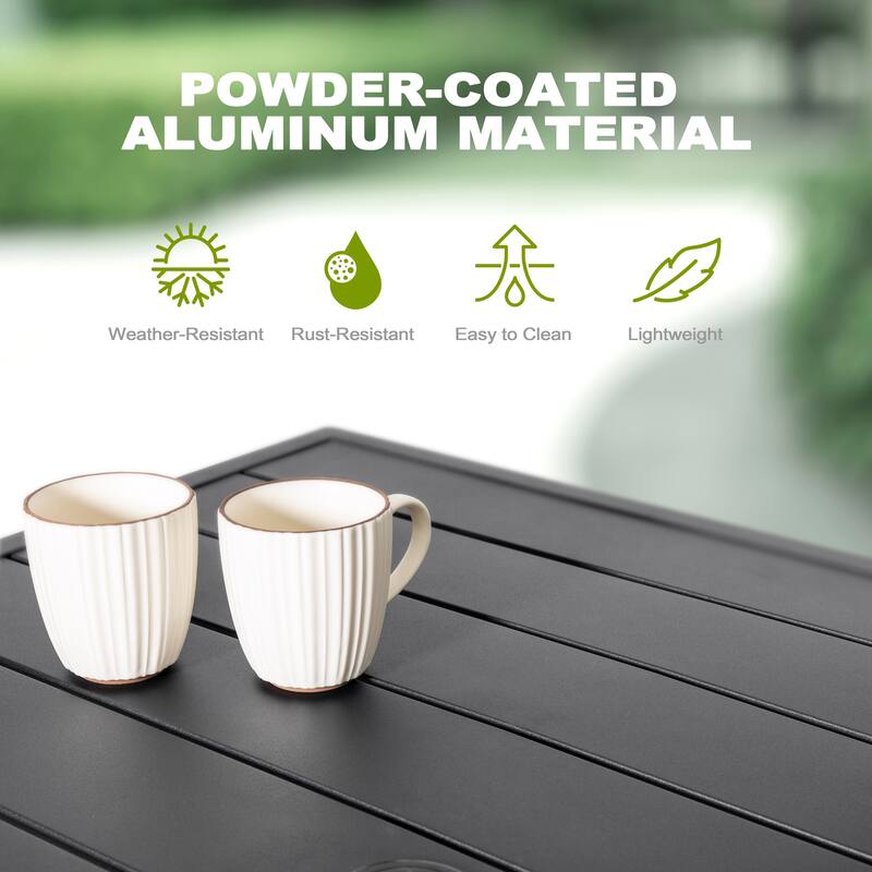 Outdoor Aluminum Dining Set with Powder-Coated Frame, Beige