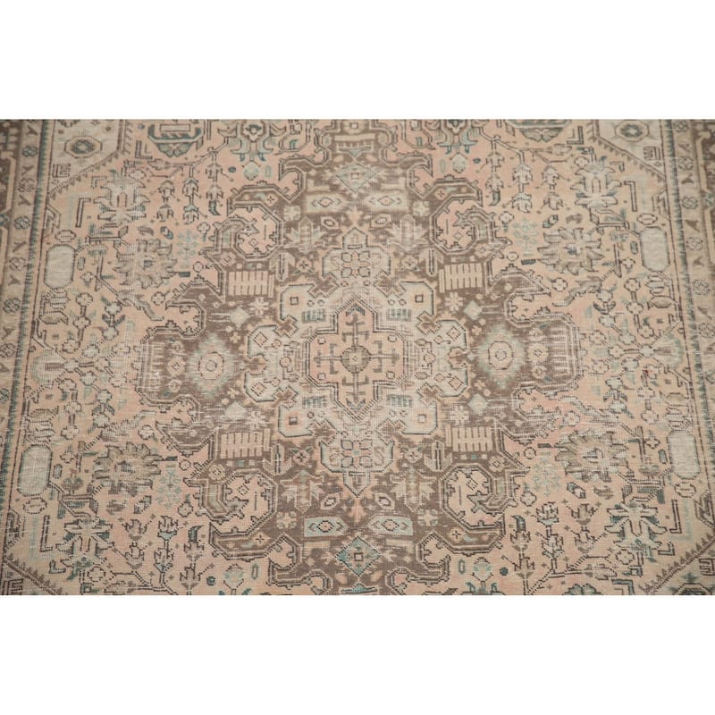 Hand Knotted Oriental 100% Wool Carpet Traditional Medallion Peach Tabriz Area Rug - 9' 8'' X 6' 4''