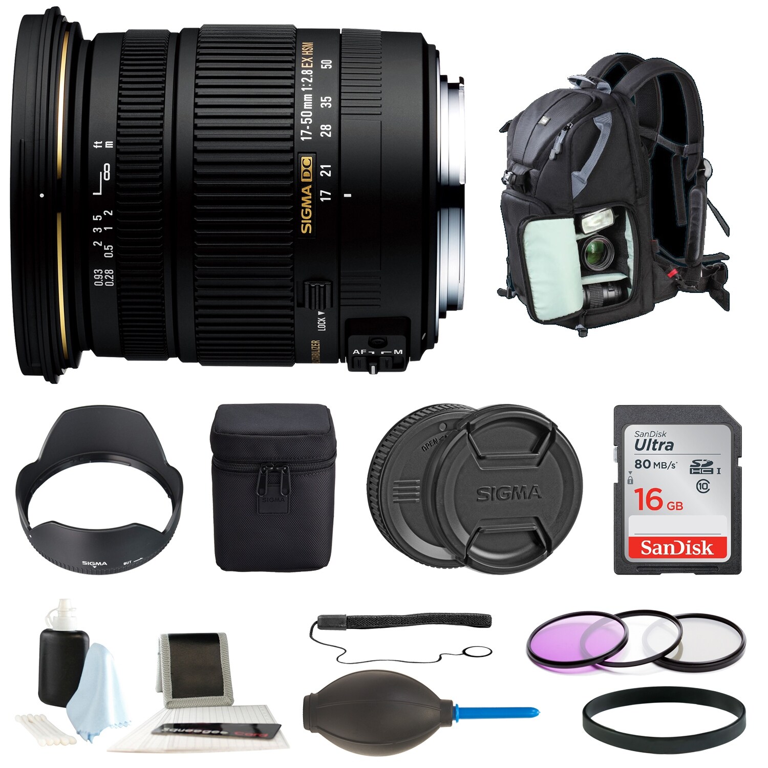 Sigma 17 50mm F 2 8 Ex Dc Os Hsm Zoom Lens For Nikon Dslr With Backpack Bundle Overstock