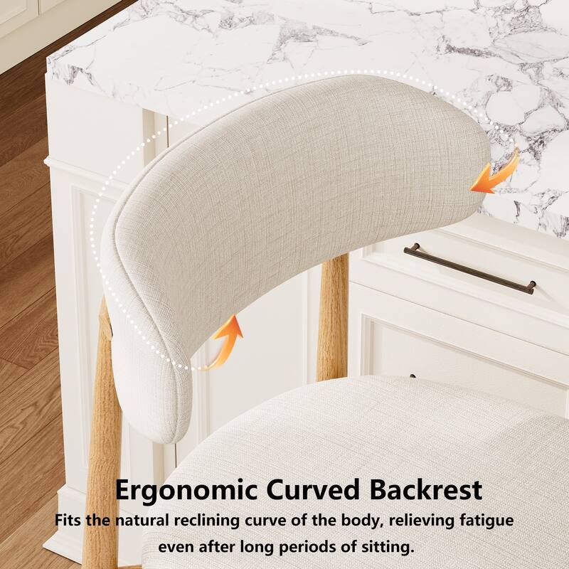 GDFStudio - Rowan Contemporary Upholstered Counter Height Bar Stool Set with Metal Legs and Supportive Back Design