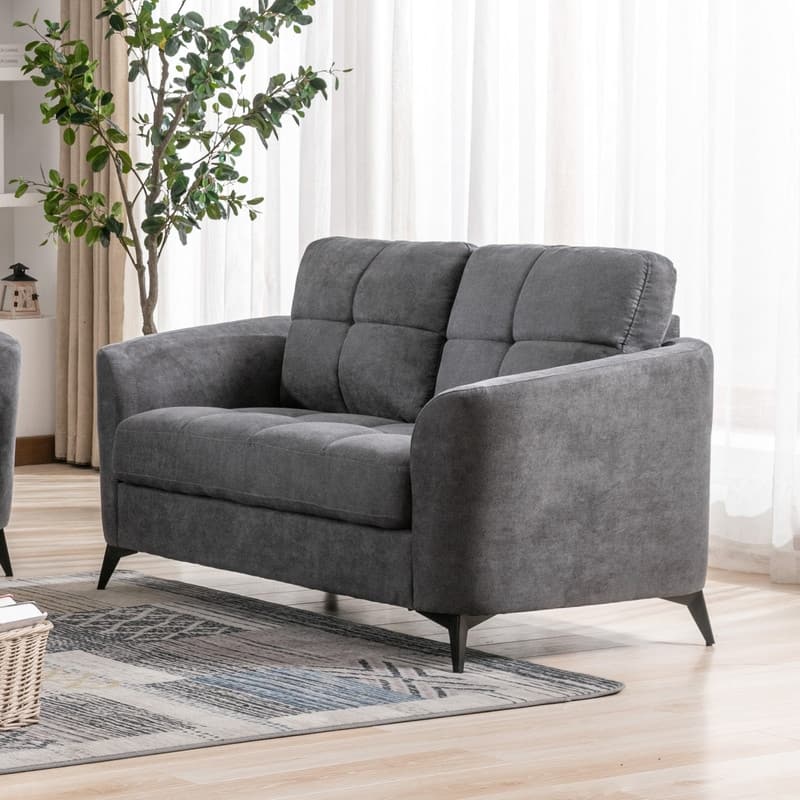 Comfortable and Stylish Woven Fabric Loveseat with Tufted Cushion and Pocket Coil Seating