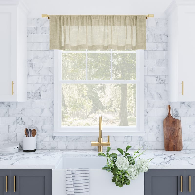 Archaeo Slub Textured Linen Blend Cafe Curtain Valance - 56" x 14" - Linen