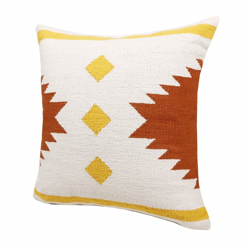 20" Yellow and White Throw Pillow - 20.00 in. x 20.00 in. x 4.00 in.