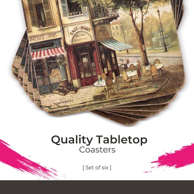 Pimpernel Set of 6 Parisian Scenes Coasters - 4 Inches Sq.