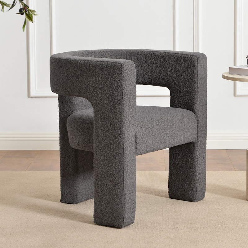 KINWELL 28" Wide Boucle Upholstered Square Armchair