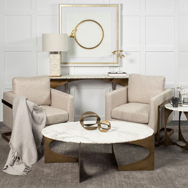 Reinhold Round Marble Top w/ Metal Base Coffee Table
