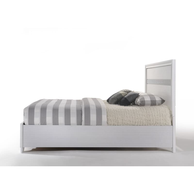 White Queen Storage Bed with Drawers, Low Profile, No Box Spring Needed