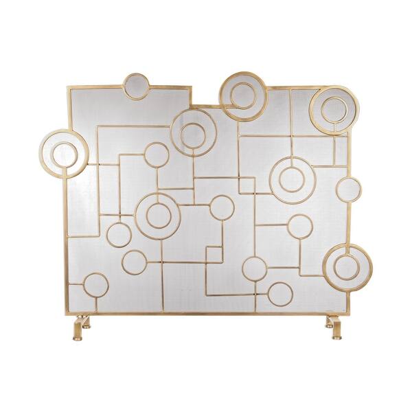 Shop 46 Frankie Contemporary Brass Footed Fireplace Screen Overstock 29123973