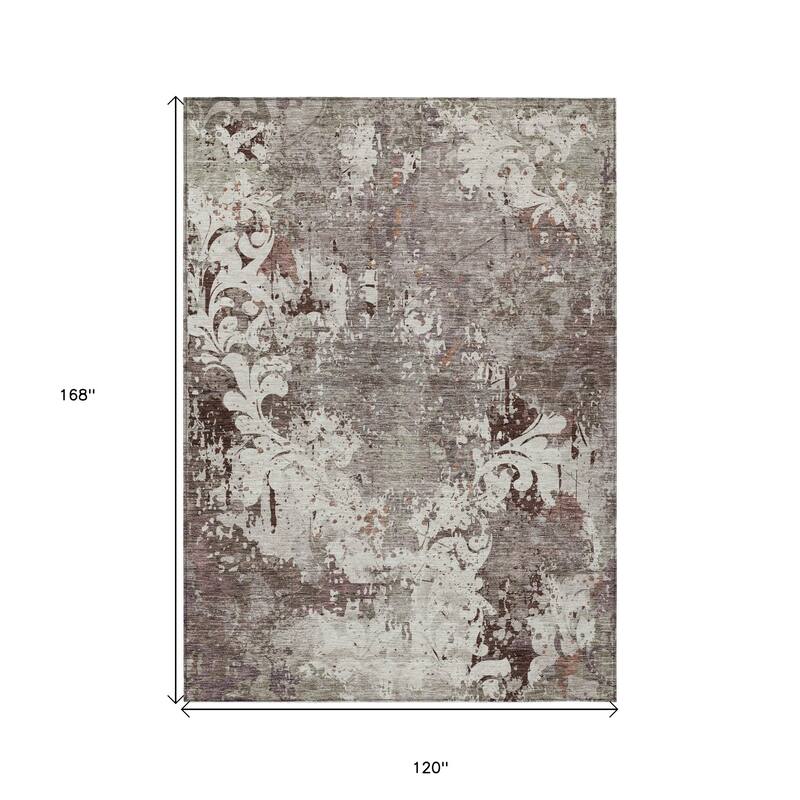 HomeRoots Damask Transitional Rectangle Outdoor Rug