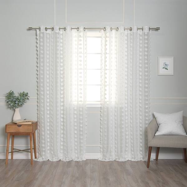 Aurora Home Sheer Pom Pom Daisy Curtains On Sale Overstock 31868258