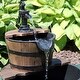 preview thumbnail 5 of 5, Wooden Barrel w/ Hand Pump Outdoor Water Fountain Rustic Feature - 23"