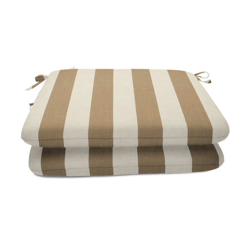 Sunbrella® Stripe Fabric 2-Piece Indoor/Outdoor Seat Pad Cushion, 18"W x 18"L, Maxim Forest Green