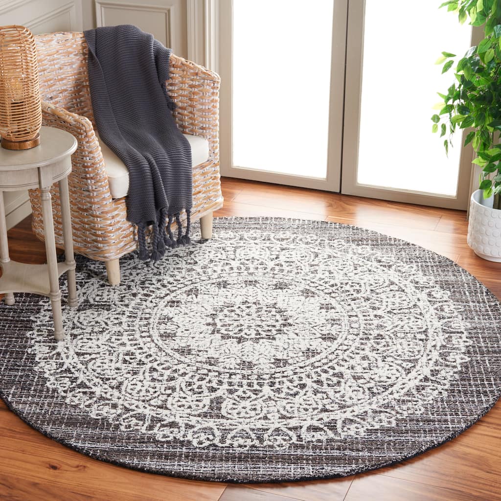 SAFAVIEH Handmade Ebony Satoko Medallion Wool Rug