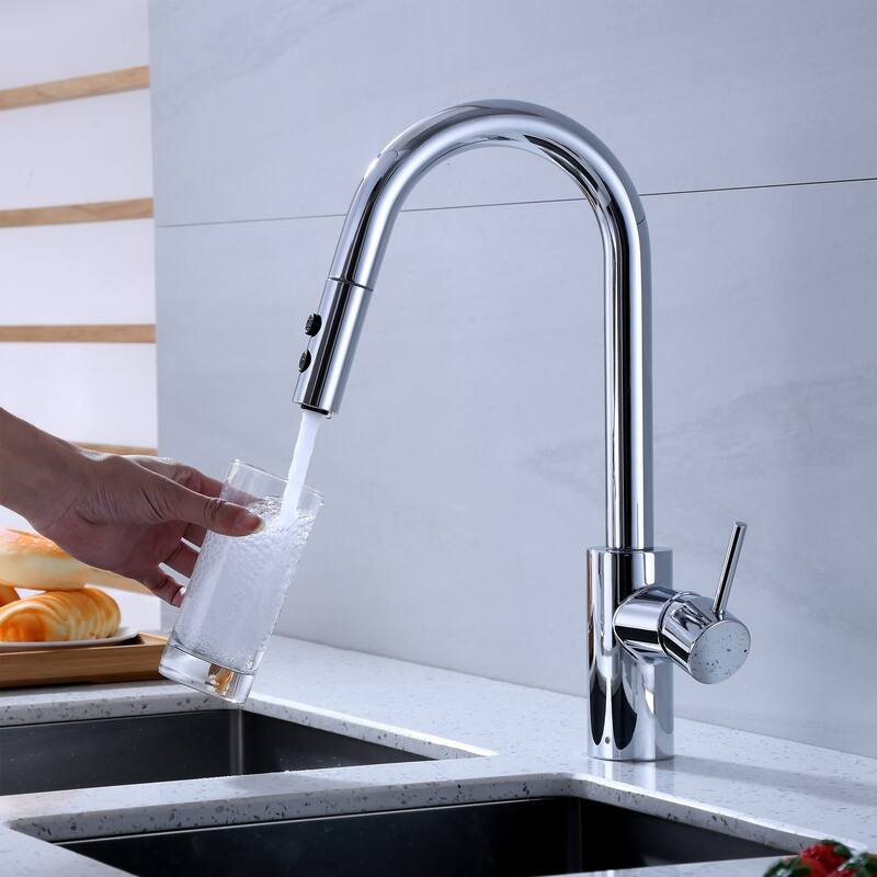 Luxier KTS21 Single Handle Pull Down Sprayer Kitchen Faucet