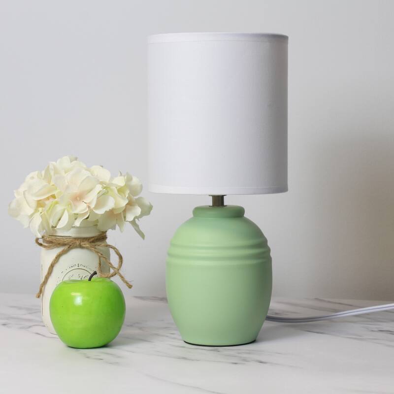 Mini Classic Jar Ceramic Table Lamp with White Drum Shade - 19.5" - Sage Green