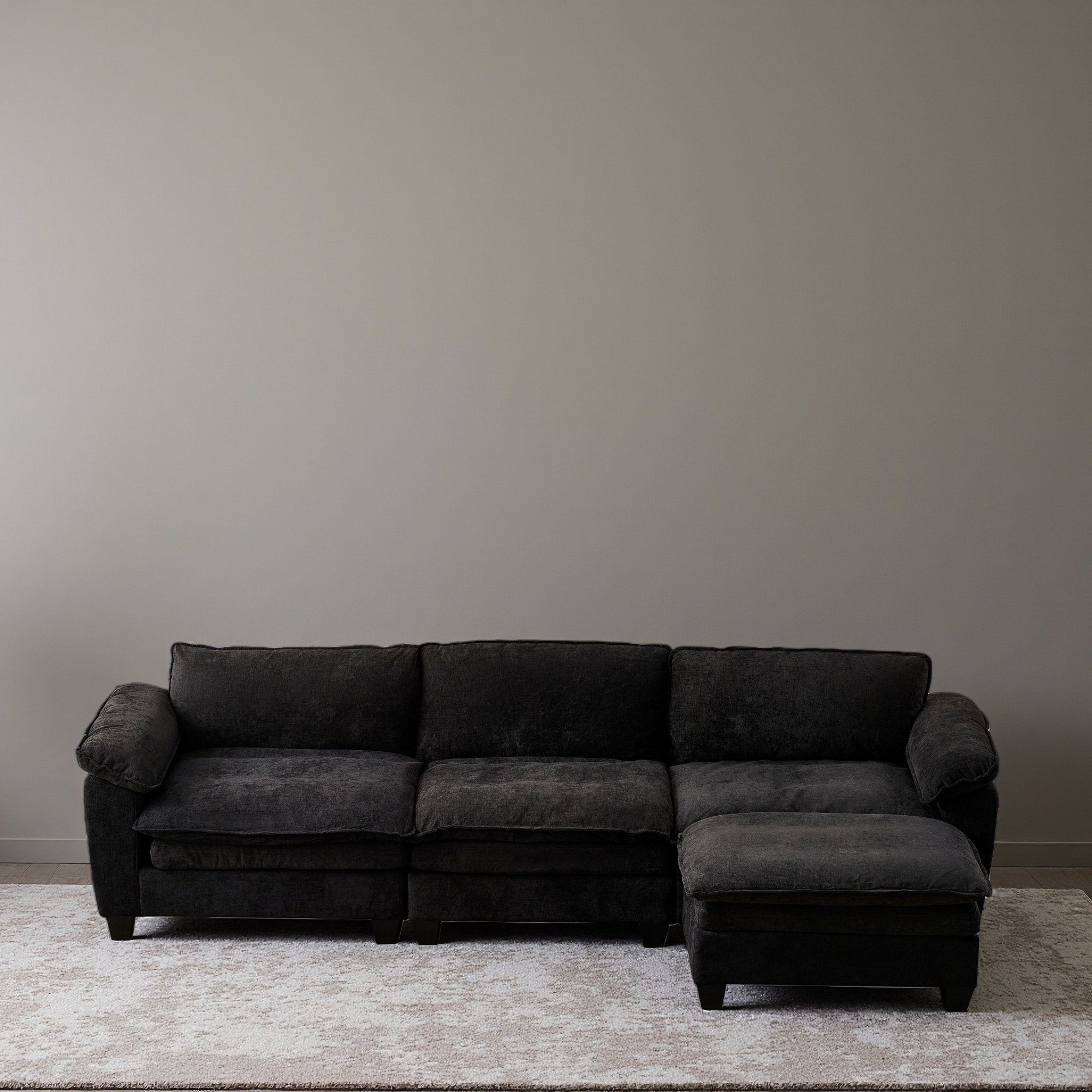 120.1" Chenille L-Shaped Sectional Sofa with Removable Ottoman and Free Combination Design (3-Seater)