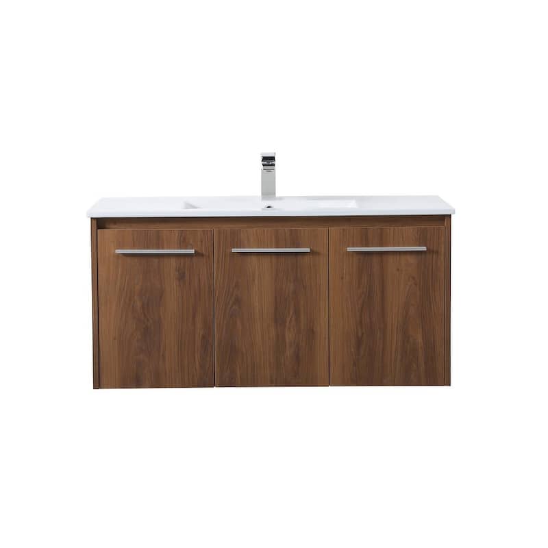 Elegant Lighting VF44040 Rasina 40" Wall Mounted Single Basin Vanity - Walnut Brown - Walnut Finish