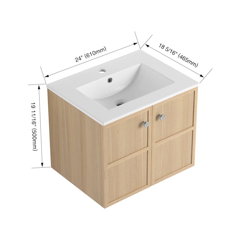 Beingnext 24"/30" Bathroom Vanity with Sink, Floating/Freestanding Bathroom Vanity with Soft Close Door