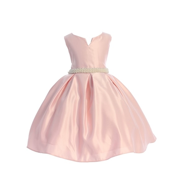 pearl pink flower girl dress