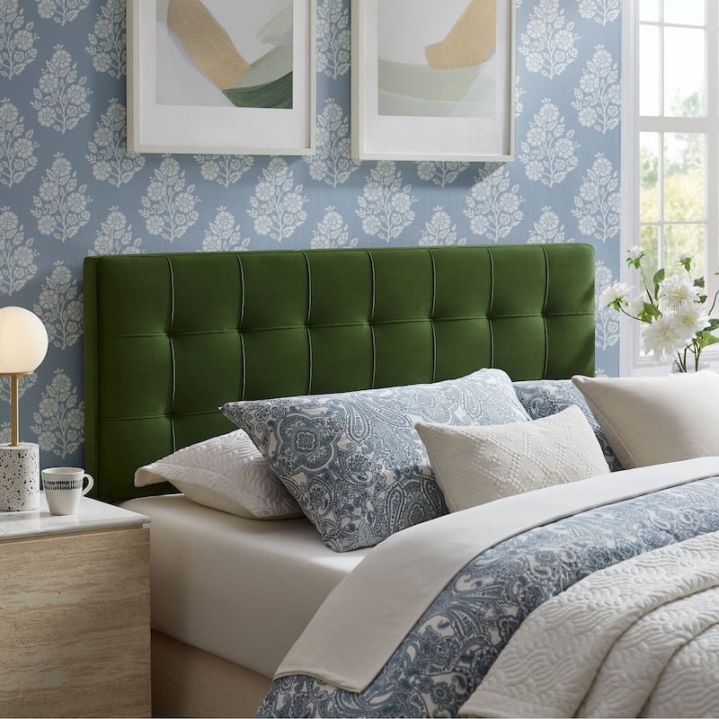 Lily Biscuit Tufted Performance Velvet Headboard - Moss Green - Full