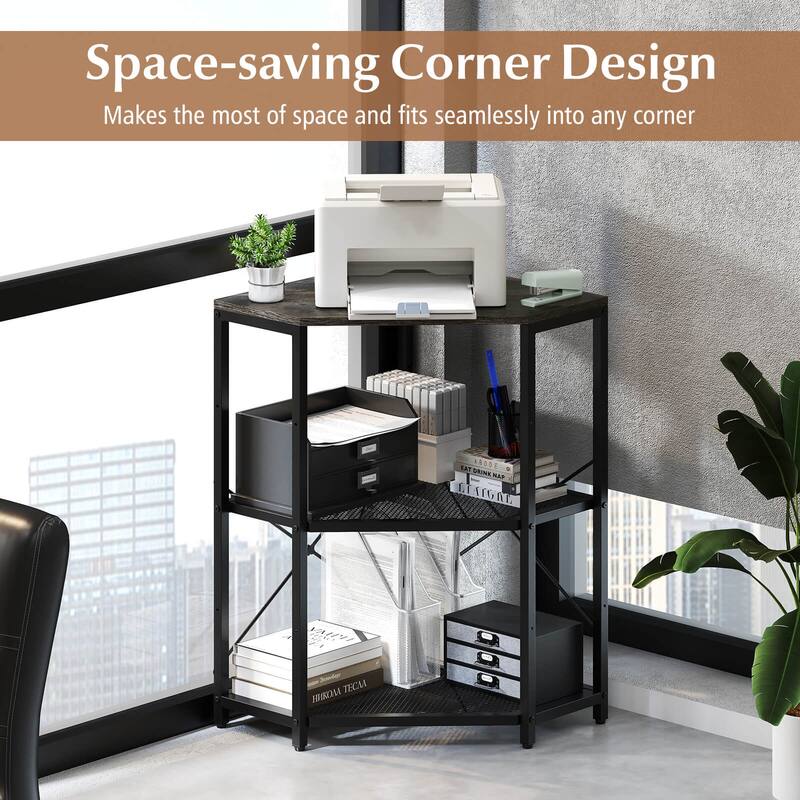 Costway Corner Printer Stand with Charging Station Adjustable Metal - See Details