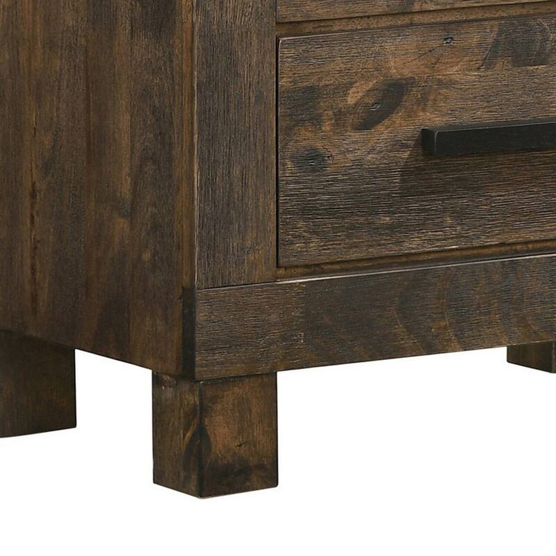 Brown 2 Drawer 23.25 in. W Nightstand with Sturdy Hardware and Ample Storage
