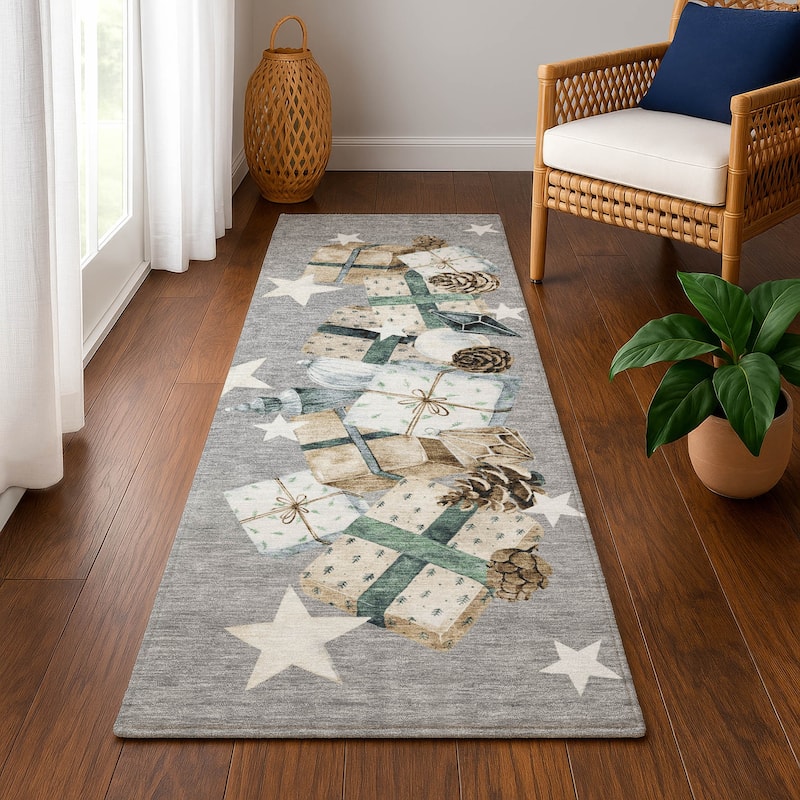 Premium Washable Super Soft Christmas Presents Mayfield Rug - Gray - 2'3" x 7'6"