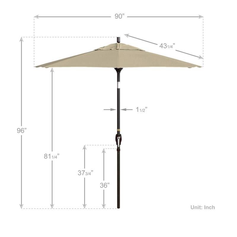 California Umbrella 7.5' Round Crank Lift Push Button Tilt Bronze Aluminum Patio Umbrella with Sunbrella Cilantro Fabric